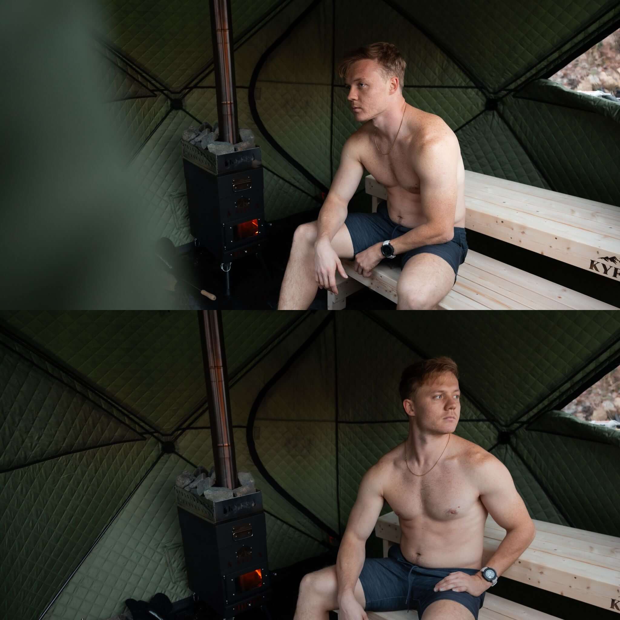 Portable Sauna Bench - 2 Piece Set